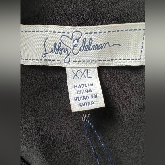 LIBBY Edelman Black Rhinestone V-Neck Sheer Long Sleeve Formal Top Size XXL NWT - Picture 4 of 17